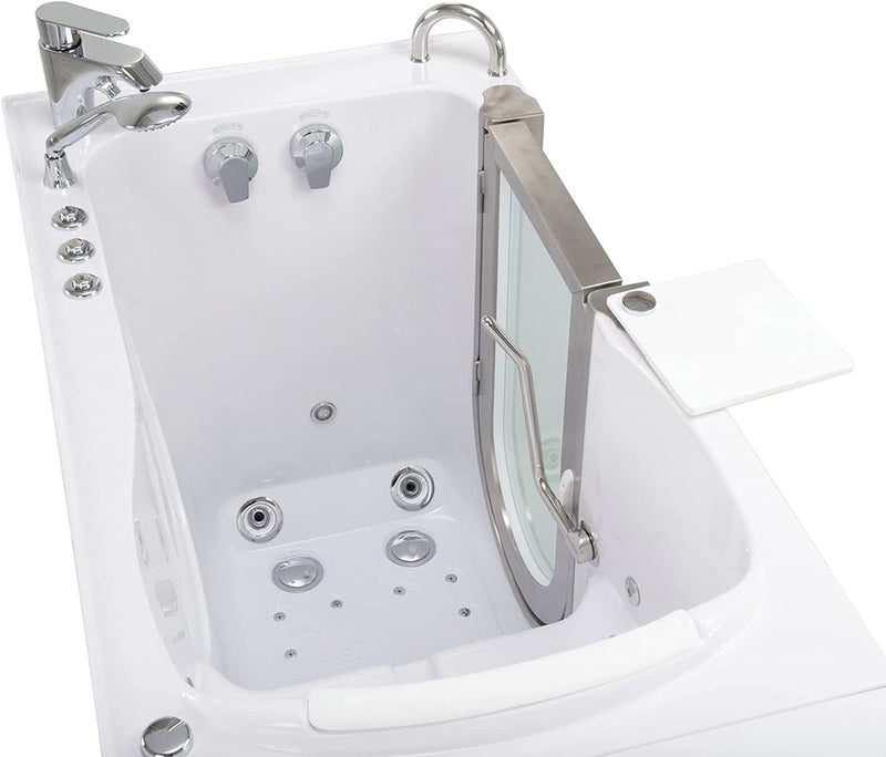 Ella Peitite 28"x52" Acrylic Air and Hydro Massage and Heated Seat Walk-In Bathtub with Right Inward Swing Door, 2 Piece Fast Fill Faucet, 2" Dual Drain 4