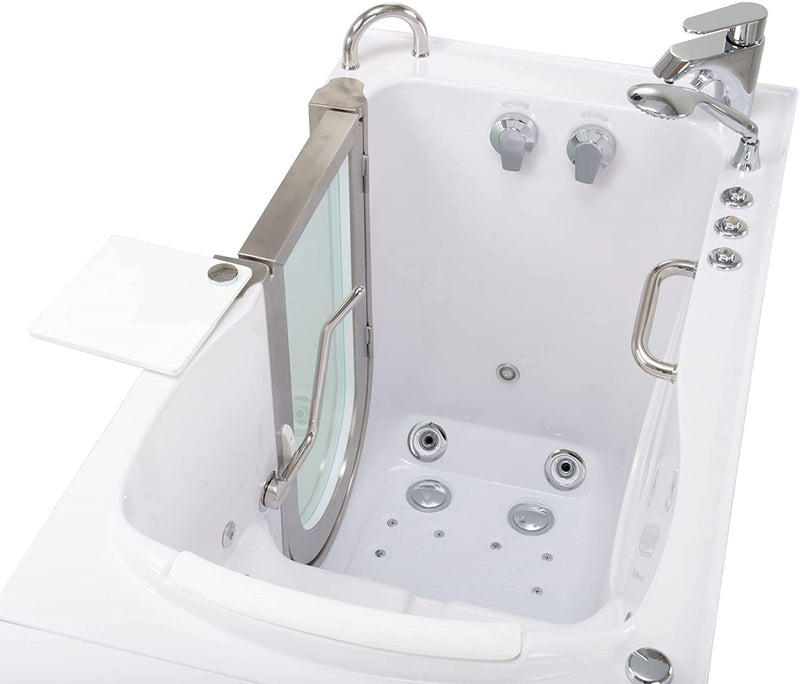 Elite Acrylic Hydro Massage+Microbubble Walk-In Tub, Inward Swing Door, 2 Piece Fast Fill Faucet, Left 2" Dual Drain 4