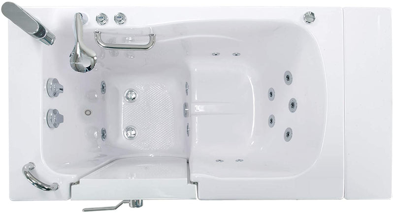 Ellas Bubbles Capri 30"x52" Acrylic Hydro Massage Walk-In Bathtub with Left Outward Swing Door, 2 Piece Fast Fill Faucet, 2" Dual Drain, White 2