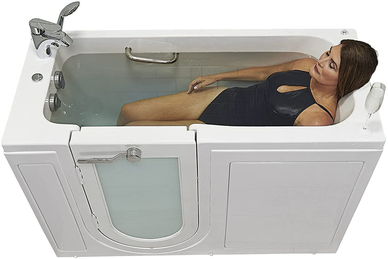 Ella's Bubbles OA2660H-L Lounger Hydro Massage Acrylic Walk-in Bathtub, Left Outward Swing Door, Thermostatic Faucet, Dual 2" Drains, 5', White 9