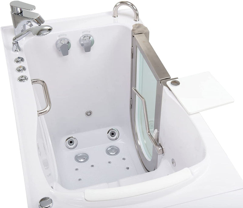 Elite Acrylic Hydro Massage+Microbubble Walk-In Tub, Inward Swing Door, 2 Piece Fast Fill Faucet, Right 2" Dual Drain 4