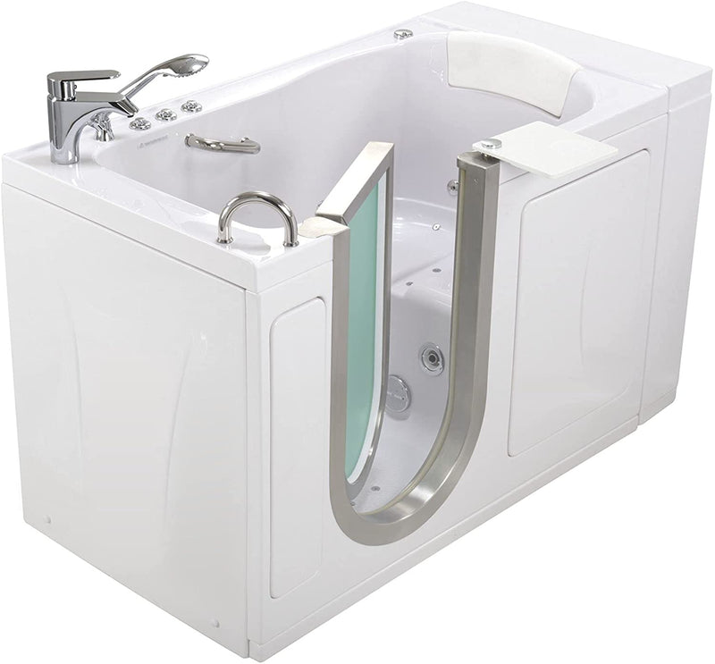 Ella Royal 32"x52" Acrylic Air and Hydro Massage and Heated Seat Walk-In Bathtub with Left Inward Swing Door, 2 Piece Fast Fill Faucet, 2" Dual Drain