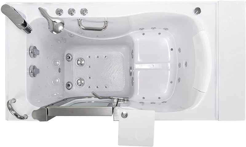 Ellas Bubbles Elite Acrylic Hydro Massage+Microbubble+Heated Seat Walk-In Tub, Inward Swing Door, Fast Fill Faucet, Left 2" Dual Drain,White,HMH31072P 3