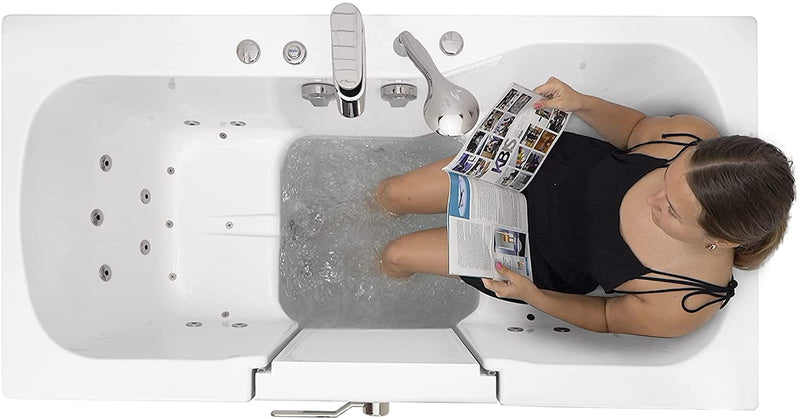 Ella's Bubbles O2SA3260HH-HB-R Tub4Two Hydro Massage Acrylic Walk-In Tub with Heated Seat, Right Outward Swing Door, Ella 5pc. Fast-Fill Faucet, Dual 2" Drains, 32" x 60" x 42", White 2