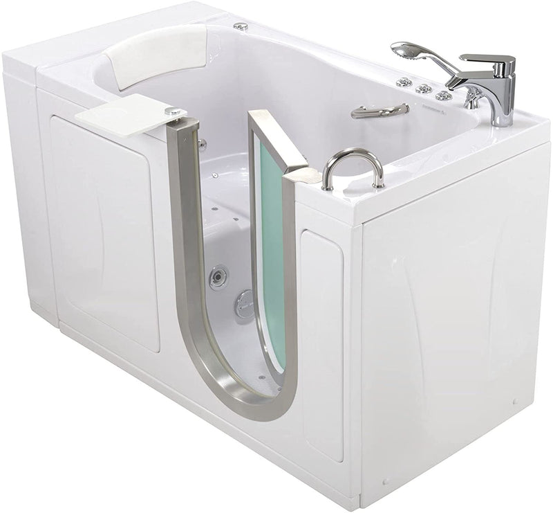 Ella Royal 32"x52" Acrylic Air and Hydro Massage and Heated Seat Walk-In Bathtub with Right Inward Swing Door, 2 Piece Fast Fill Faucet, 2" Dual Drain