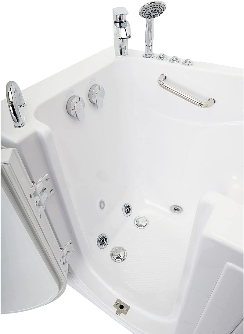 Capri Acrylic Hydro+Microbubble Massage Walk-In Tub, Outward Swing Door, Fast Fill Faucet, Left 2" Dual Drain 6