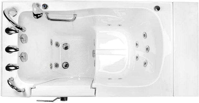 Ella's Bubbles OA3052HH-HB-L Capri Hydro Massage Acrylic Walk-In Bathtub, Left Outswing Door, Ella 5pc. Fast-Fill Faucet, Heated Seat, Dual 2" Drains, 30"x 52", White 3