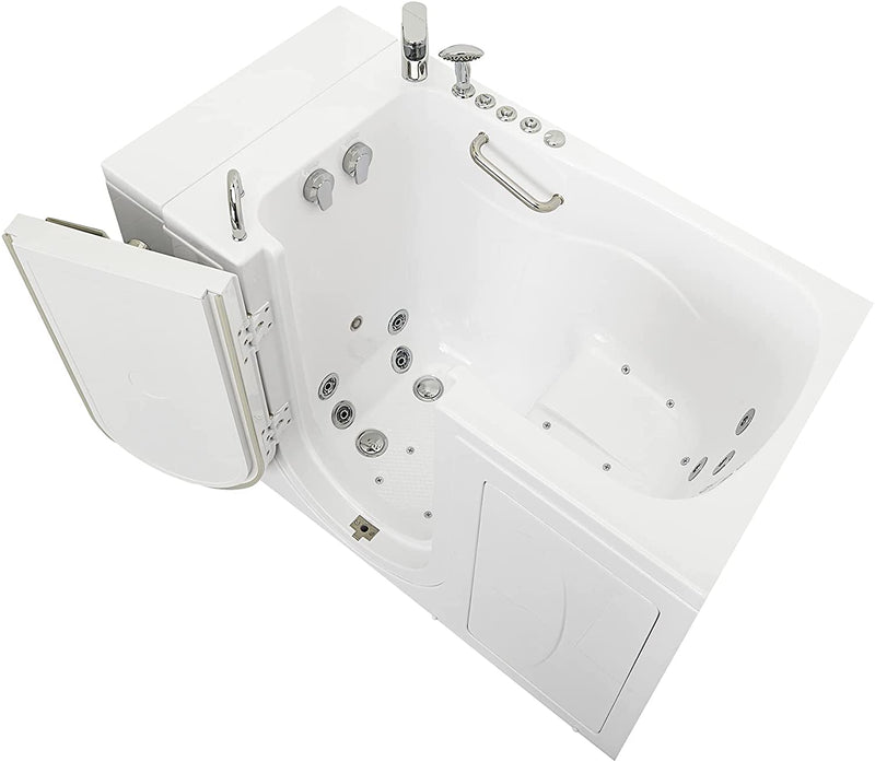 Ellas Bubbles Monaco 32x52 Acrylic Air and Hydro Massage Walk-In Bathtub with Left Outward Swing Door, 2 Piece Fast Fill Faucet, 2" Dual Drain (Dual 2 Piece Faucet Left),White 4