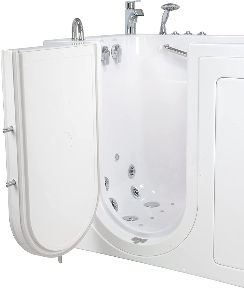 Ellas Bubbles Monaco 32x52 Acrylic Air and Hydro Massage Walk-In Bathtub with Left Outward Swing Door, 2 Piece Fast Fill Faucet, 2" Dual Drain (Dual 2 Piece Faucet Left),White 7