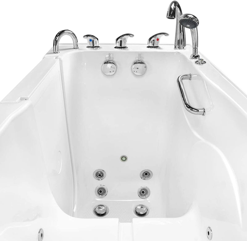 Ella's Bubbles OA3052HH-HB-L Capri Hydro Massage Acrylic Walk-In Bathtub, Left Outswing Door, Ella 5pc. Fast-Fill Faucet, Heated Seat, Dual 2" Drains, 30"x 52", White 4