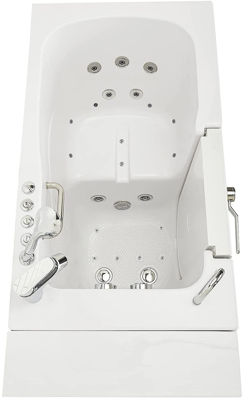 Ellas Bubbles Monaco 32x52 Acrylic Air and Hydro Massage Walk-In Bathtub with Left Outward Swing Door, 2 Piece Fast Fill Faucet, 2" Dual Drain (Dual 2 Piece Faucet Left),White 8