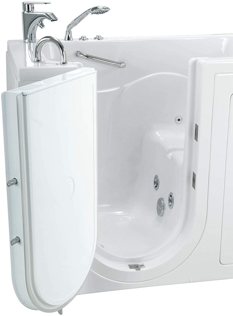 Ellas Bubbles Capri 30"x52" Acrylic Hydro Massage Walk-In Bathtub with Left Outward Swing Door, 2 Piece Fast Fill Faucet, 2" Dual Drain, White 5