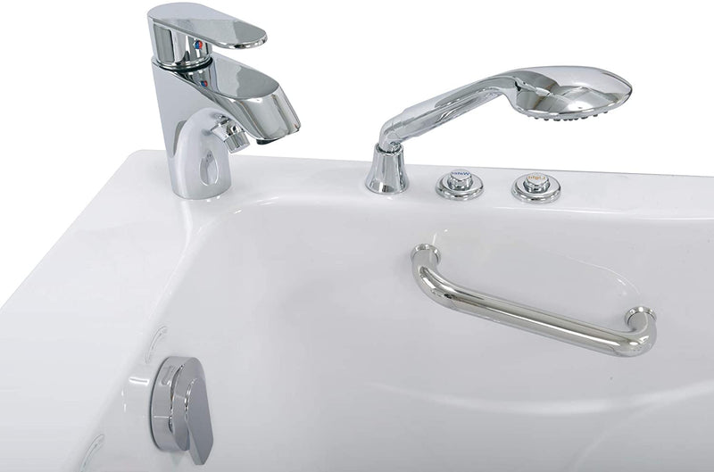 Ellas Bubbles Capri 30"x52" Acrylic Hydro Massage Walk-In Bathtub with Left Outward Swing Door, 2 Piece Fast Fill Faucet, 2" Dual Drain, White 6