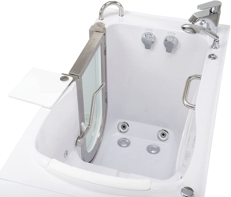 Ellas Bubbles Elite Acrylic Hydro Massage+Heated Seat Walk-In Tub, Inward Swing Door, Fast Fill Faucet, Left 2" Dual Drain, White (HH31072P) 3