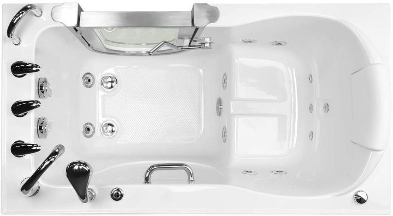 Ella's Bubbles HH3058-HB Deluxe 30"x 55" Hydro Massage Acrylic Walk-in Bathtub with Heated Seat, Right Inward Swing Door, Ella 5pc. Fast-Fill Faucet, Dual 2" Drains, 30x55x38, White 2