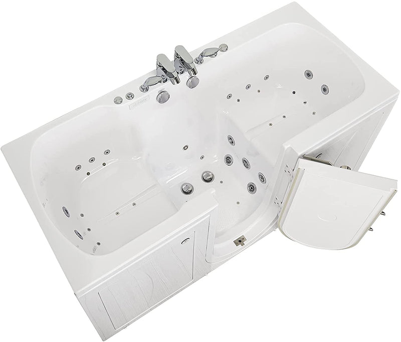 Ella's Bubbles O2SA3680TMFH Big4Two Triple Massage and MicroBubble Outward Swing Door Walk-in Bathtub with Heated, Ella 5pc. Fast-Fill Faucet Set, Two Seats, Center Dual 2" drains, 36"x 80", White 4