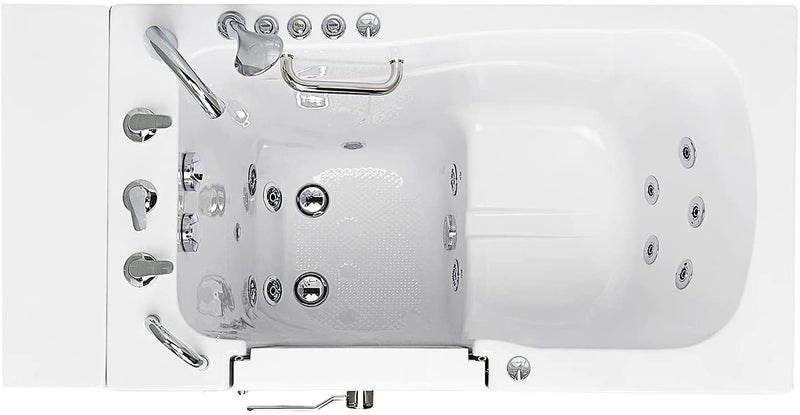 Ella's OA3052DH-L-D Capri Air and Hydro Massage Acrylic Walk-in Bathtub, Outward Swing Door, Thermostatic Faucet, Digital Control, Heated Seat, Left 2" Drain, 30"x 52", White 4