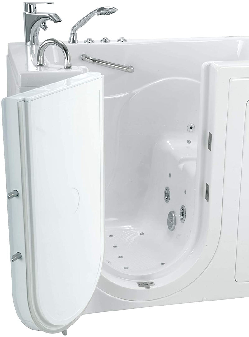 Capri Acrylic Hydro+Microbubble Massage Walk-In Tub, Outward Swing Door, Fast Fill Faucet, Left 2" Dual Drain 4