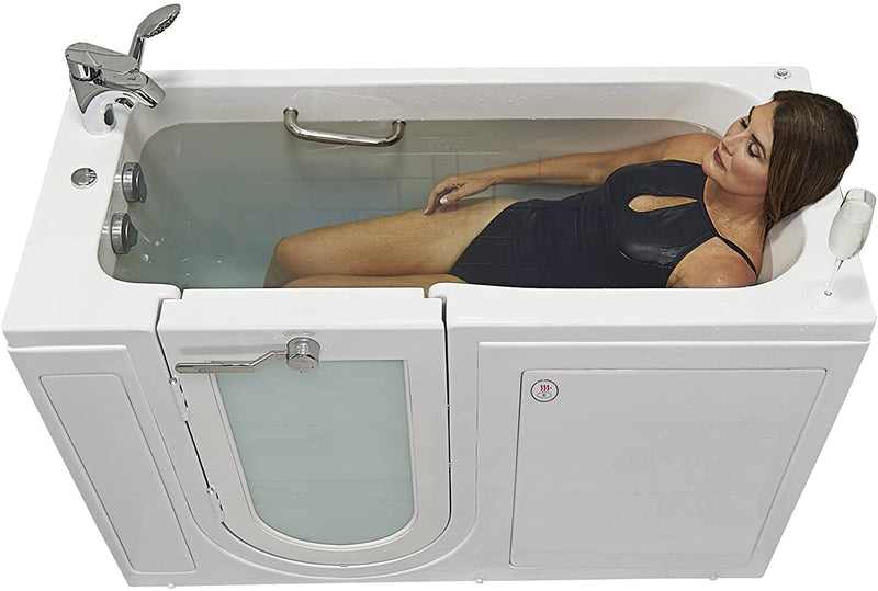 Ella's Bubbles OA2660HH-L Lounger Hydro Massage Acrylic Walk-In Bathtub with Heated Seat, Left Outward Swing Door, Thermostatic Faucet, Dual 2" Drains, 27" x 60" x 43", White 10