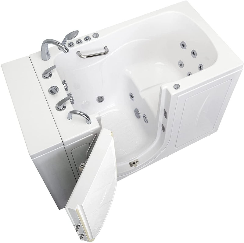 Ella's OA3052DH-L-D Capri Air and Hydro Massage Acrylic Walk-in Bathtub, Outward Swing Door, Thermostatic Faucet, Digital Control, Heated Seat, Left 2" Drain, 30"x 52", White 7