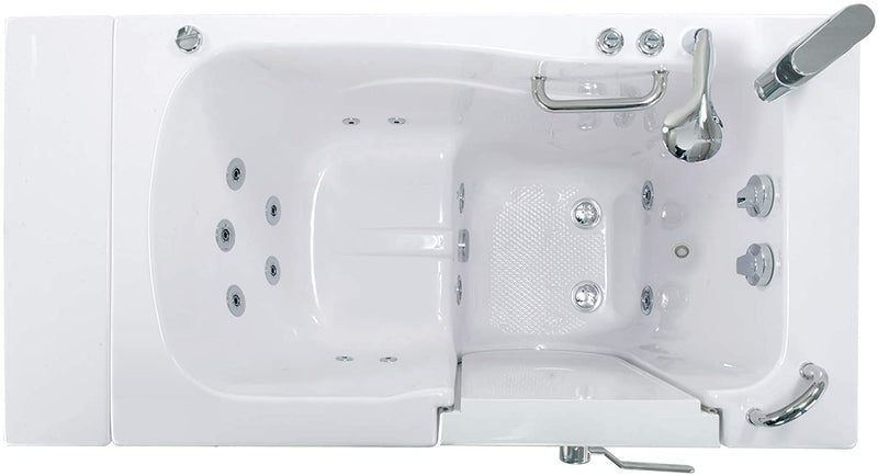 Ellas Bubbles Capri 30"x52" Acrylic Hydro Massage Walk-In Tub, Outward Swing Door, 2 Piece Fast Fill Faucet, Right 2" Dual Drains, White, OA3052H2PR 2