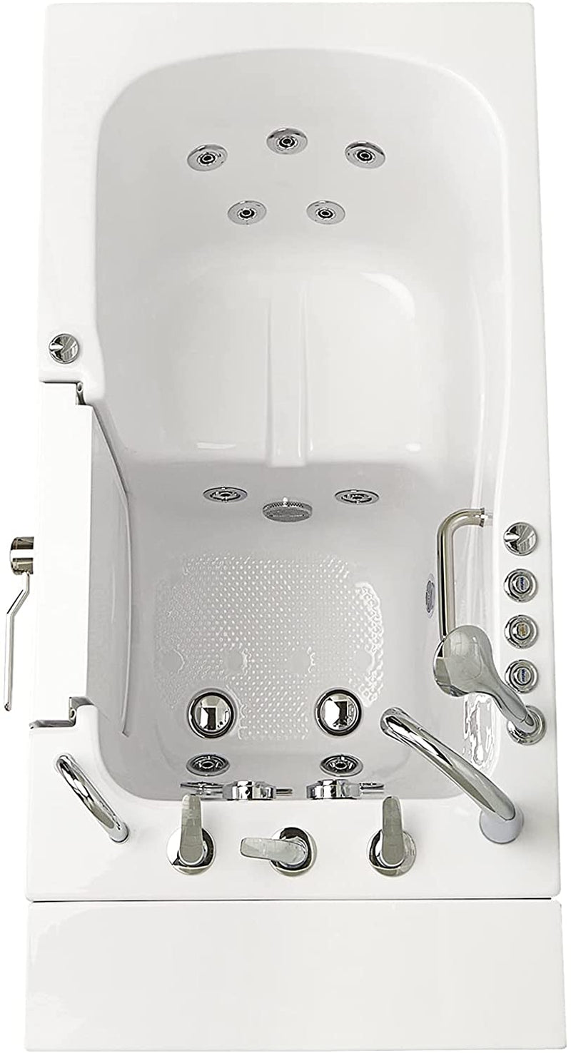 Ella's Bubbles OA3052DH-HB-R-D Capri Air and Hydro Massage Acrylic Walk-in Bathtub, Outward Swing Door, Thermostatic Faucet, Digital Control, Heated Seat, Dual 2" Drains, 30"x52", White 10