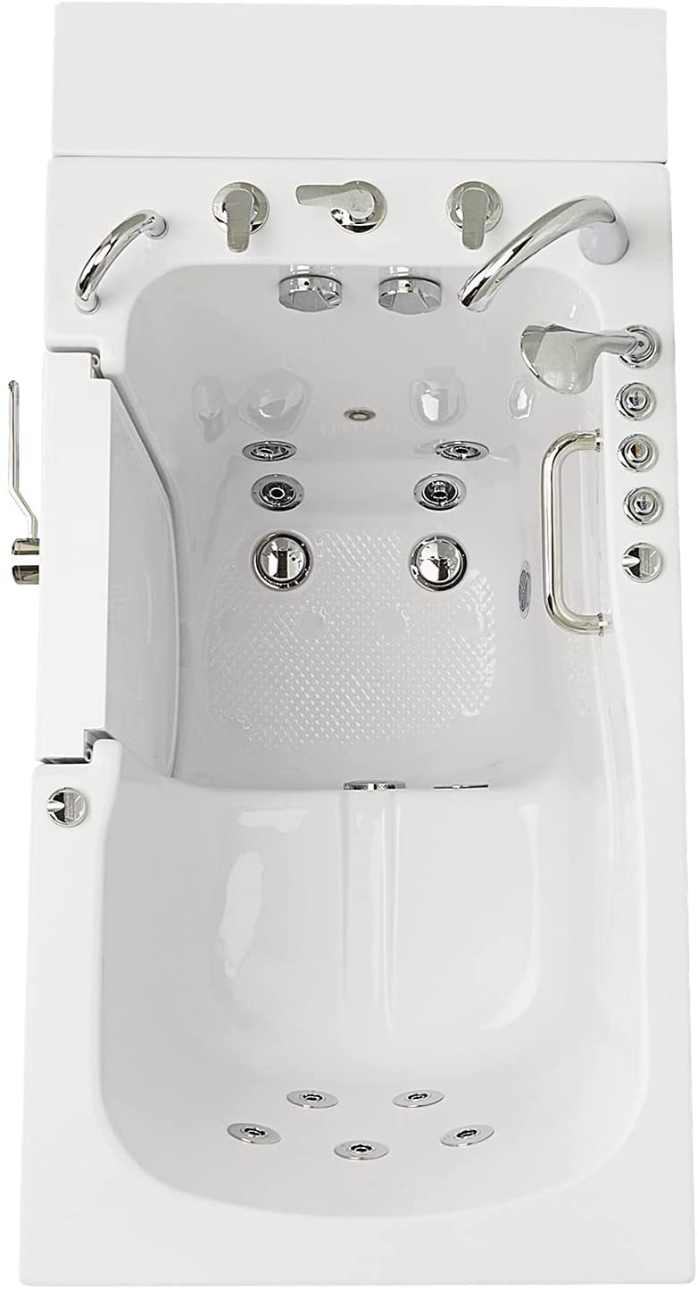 Ella's OA3052DH-L-D Capri Air and Hydro Massage Acrylic Walk-in Bathtub, Outward Swing Door, Thermostatic Faucet, Digital Control, Heated Seat, Left 2" Drain, 30"x 52", White 10