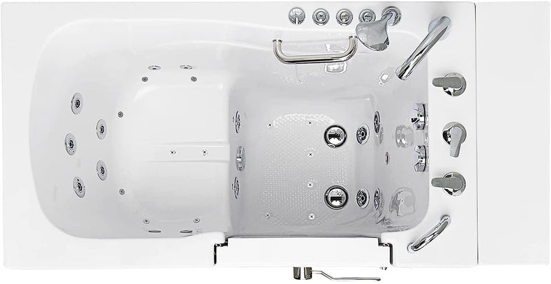 Ella's Bubbles OA3052D-R-D Capri Air and Hydro Massage Acrylic Walk-In Bathtub with Right Outward Swing Door, Digital Control, Thermostatic Faucet, Dual 2" Drains, 30"x52", White 6
