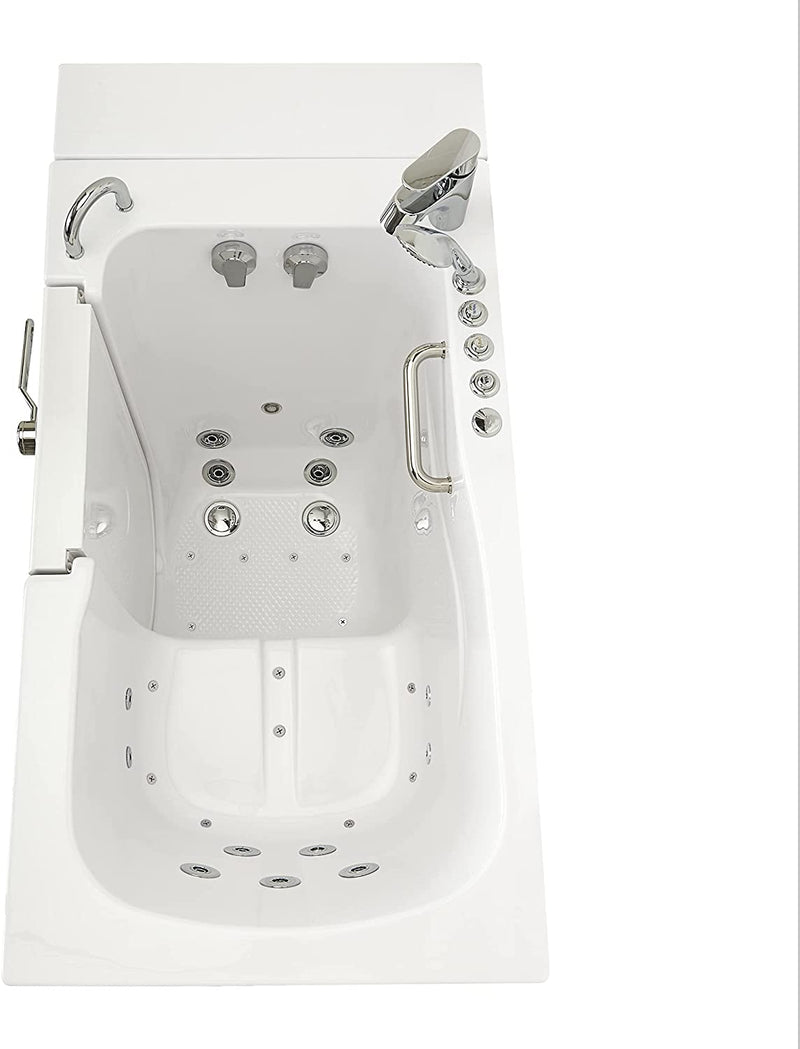 Ellas Bubbles Ella Capri 30"x52" Acrylic Air and Hydro Massage and Heated Seat Walk-In Bathtub with Left Outward Swing Door, 2 Piece Fast Fill Faucet, 2" Dual Drain,White,OA3052DH2P-L 8