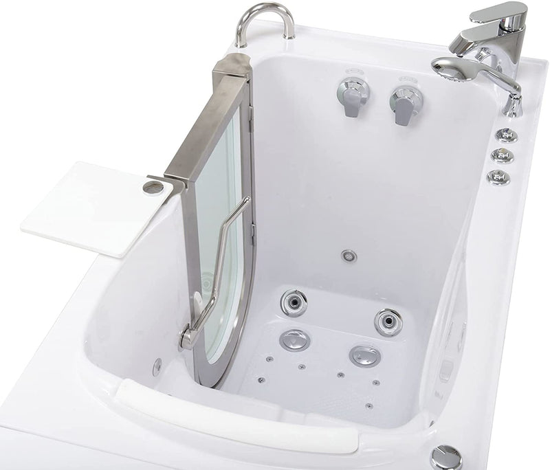 Ella Peitite 28"x52" Acrylic Air and Hydro Massage and Heated Seat Walk-In Bathtub with Left Inward Swing Door, 2 Piece Fast Fill Faucet, 2" Dual Drain 4