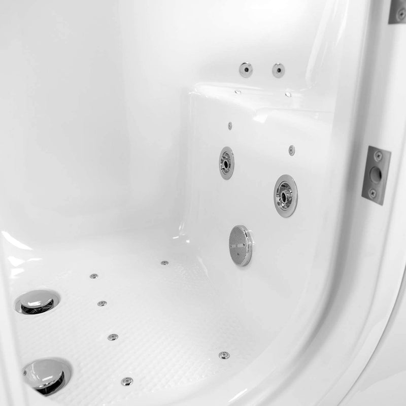 Ella's Bubbles OA3252DH-HB-L Monaco Air and Hydro Massage Acrylic Walk-In Bathtub with Heated Seat, Left Outward Swing Door, Ella 5pc. Fast-Fill Faucet Set, Dual 2" Drains, 32" x 52" x 43", White 4