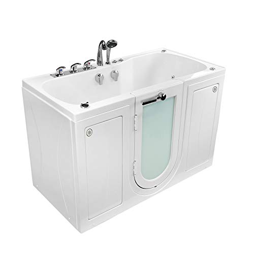 Ella's Bubbles O2SA3260DH-HB-L Tub4Two Air and Hydro Massage Acrylic Walk-in Tub with Heated Seat, Left Outward Swing Door, Ella 5pc. Fast-Fill Faucet, Dual 2" Drains, 32" x 60" x 42", White