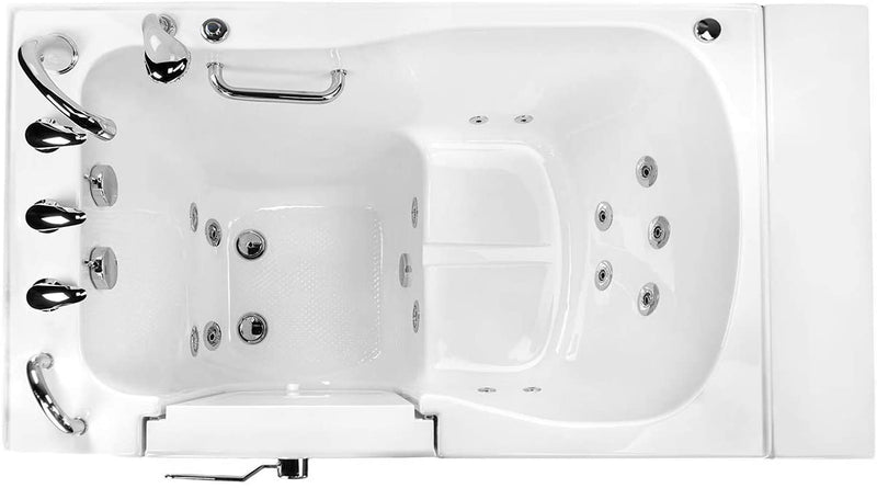 Ella's OA3252HH-HB-L Monaco Acrylic Hydro Massage and Heated Seat Walk-in Bathtub with Left Outward Swing Door, Fast Fill Faucet Set, 2" Dual Drains, 32" x 52" x 43", White 2