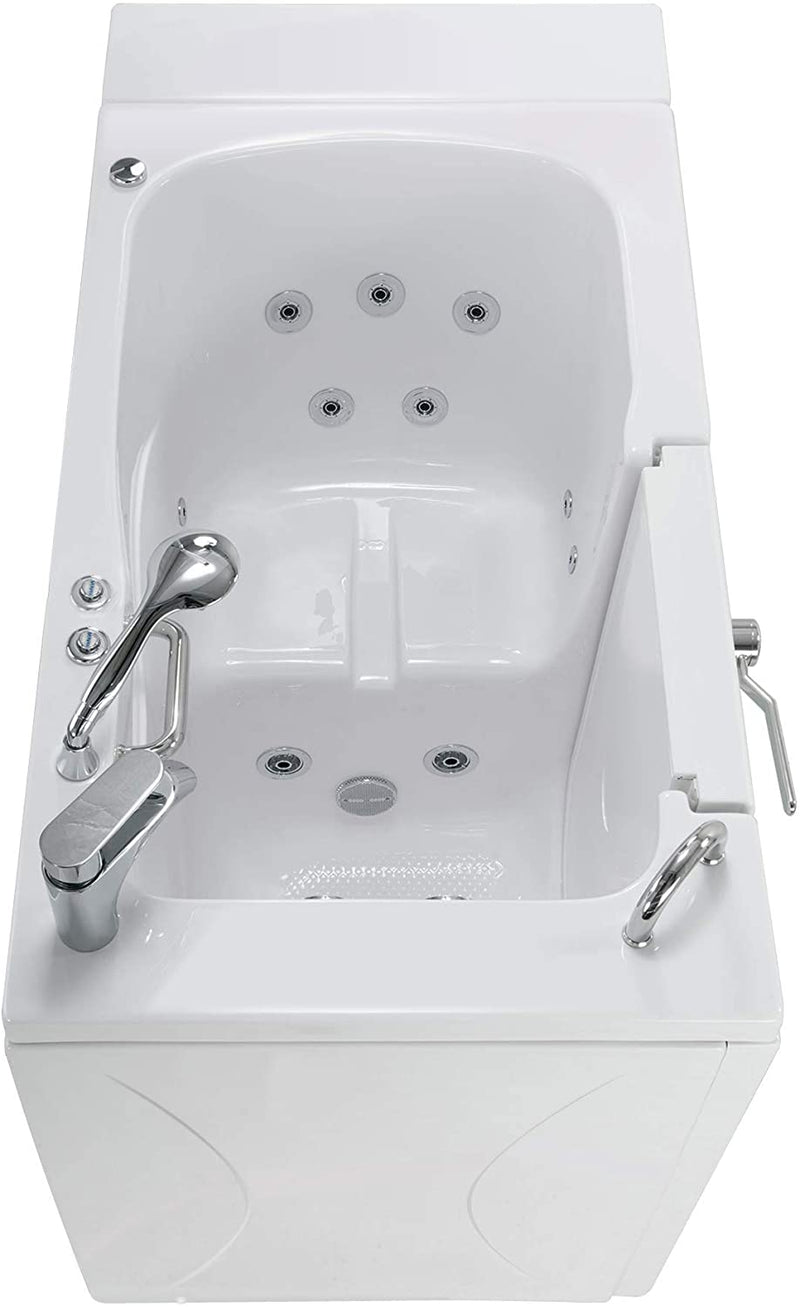 Ellas Bubbles Capri 30"x52" Acrylic Hydro Massage Walk-In Bathtub with Left Outward Swing Door, 2 Piece Fast Fill Faucet, 2" Dual Drain, White 4