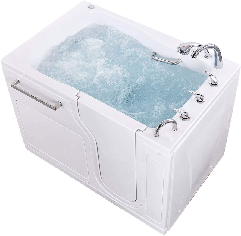 Ellas Bubbles S-Class 36"x55" Acrylic Walk In Tub Air + Hydro Massage, Fast Fill 3/4" Faucet, 2" Drain Right,White,AS3655DR5P 6