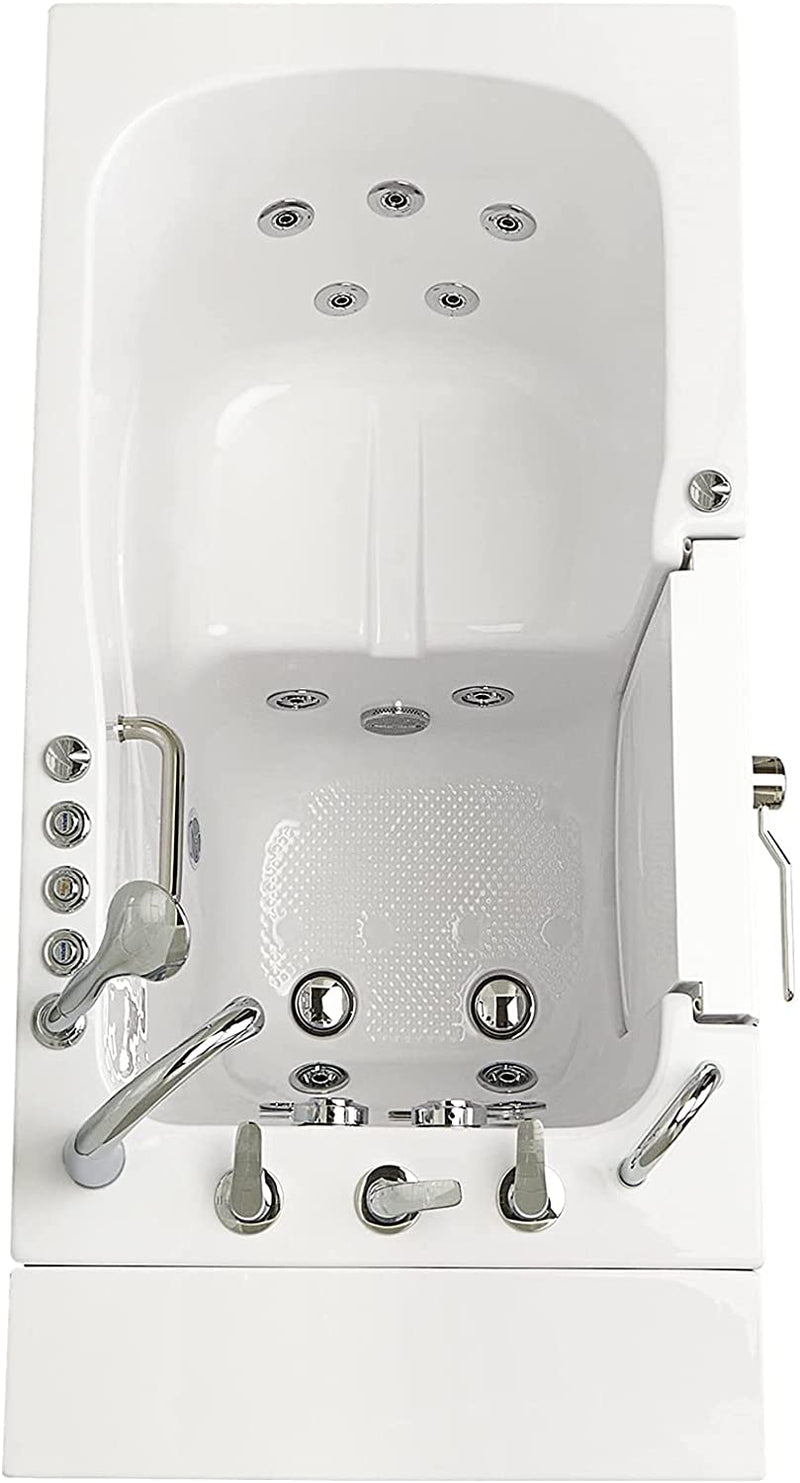 Ella's OA3052DH-L-D Capri Air and Hydro Massage Acrylic Walk-in Bathtub, Outward Swing Door, Thermostatic Faucet, Digital Control, Heated Seat, Left 2" Drain, 30"x 52", White 6