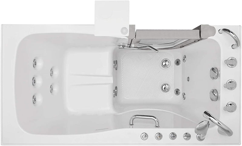 Royal Acrylic Hydro Massage+Microbubble+Heated Seat Walk-In Tub, Inward Swing Door, 2 Piece Fast Fill Faucet, Left 2" Dual Drain 3