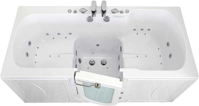 Ella's Bubbles O2SA3260DM-R Tub4Two Air and Hydro Massage, Microbubble Acrylic Walk-in Tub with Right Outward Swing Door, Thermostatic Faucet, Dual 2" Drains, 32" x 60" x 42", White