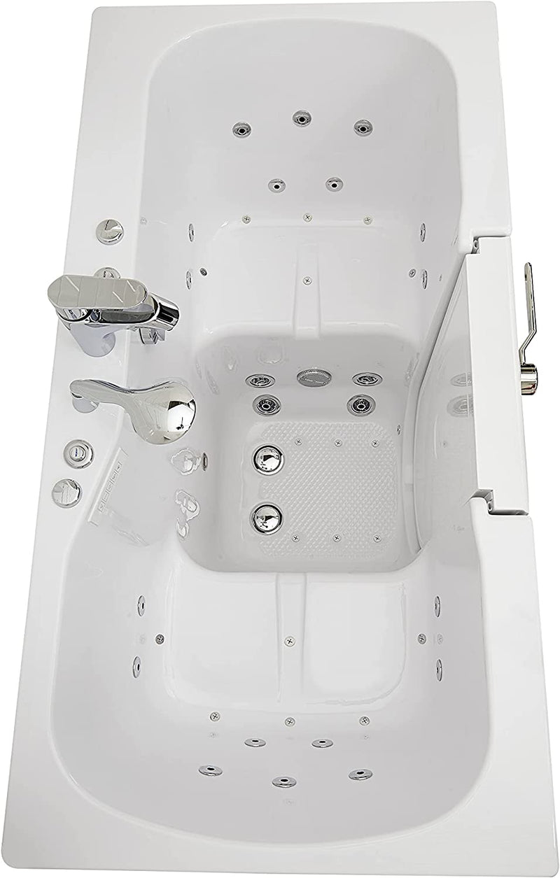 Ella's Bubbles O2SA3260DM-HB-R Tub4Two Air and Hydro, Microbubble Acrylic Massage Walk-in Tub with Right Outward Swing Door, Ella 5pc. Fast-Fill Faucet, Dual 2" Drains, 32" x 60" x 42", White 9