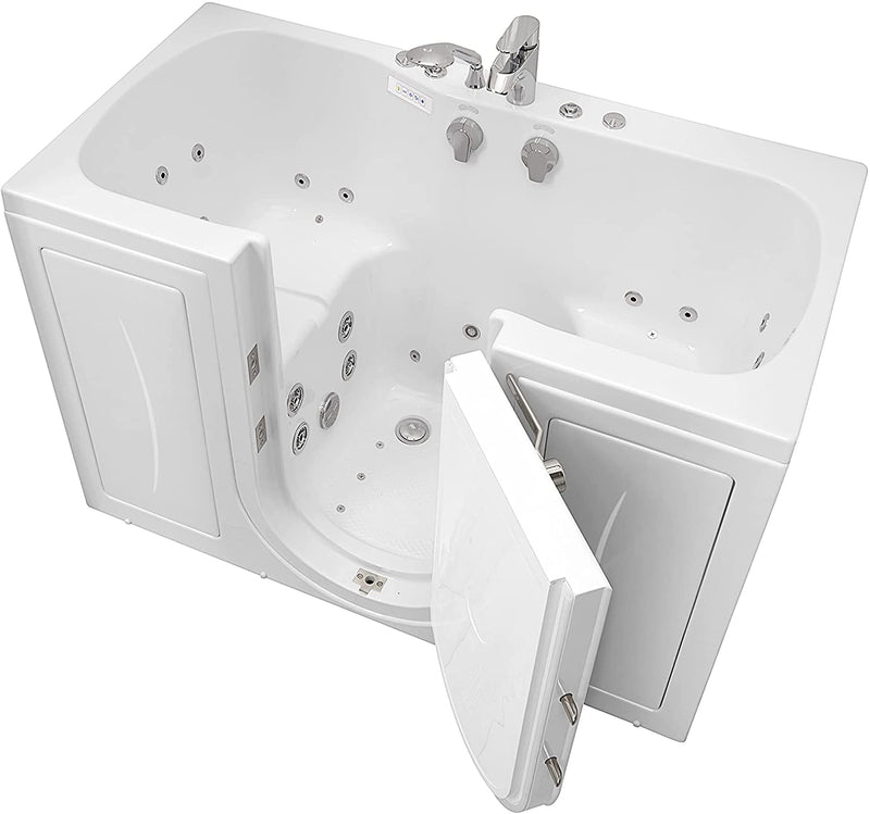 Ella's Bubbles O2SA3260DM-HB-R Tub4Two Air and Hydro, Microbubble Acrylic Massage Walk-in Tub with Right Outward Swing Door, Ella 5pc. Fast-Fill Faucet, Dual 2" Drains, 32" x 60" x 42", White 5