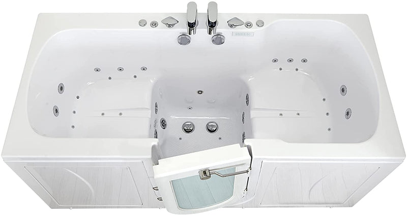 Ella's Bubbles O2SA3680TF Big4Two 36" x 80" Triple Massage Two Seat Acrylic Walk-In Bathtub with Ella 5pc. Fast-Fill Faucet Set, Outward Swing Door, Dual 2" Drains, White 10