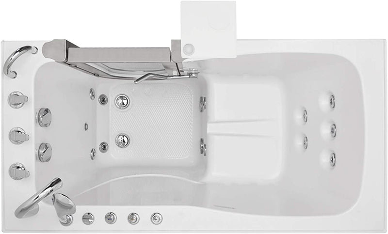 Petite Acrylic Hydro+Microbubble Massage Walk-In Tub, Inward Swing Door, Fast Fill Faucet, Right 2" Dual Drain 4