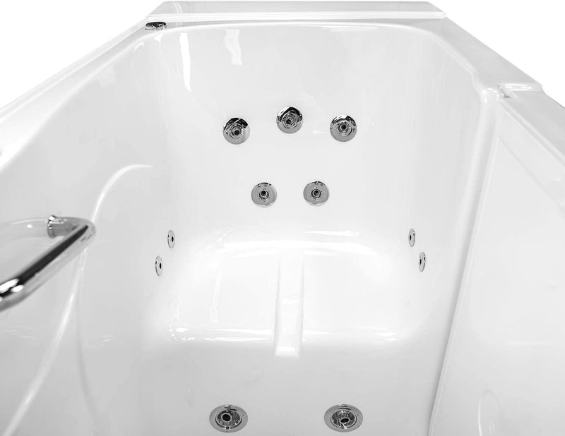 Ella's Bubbles OA3052HH-HB-L Capri Hydro Massage Acrylic Walk-In Bathtub, Left Outswing Door, Ella 5pc. Fast-Fill Faucet, Heated Seat, Dual 2" Drains, 30"x 52", White 5