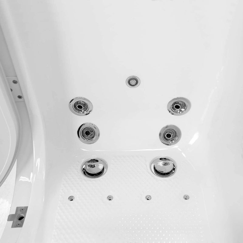 Ella's Bubbles OA3252D-HB-L Monaco Air and Hydro Massage Acrylic Walk-In Bathtub with Left Outward Swing Door, Ella 5pc. Fast-Fill Faucet, Dual 2" Drains, 32" x 52" x 43", White 6