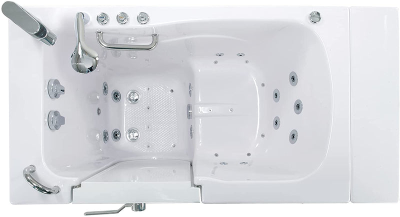 Ellas Bubbles Monaco 32x52 Acrylic Air and Hydro Massage Walk-In Bathtub with Left Outward Swing Door, 2 Piece Fast Fill Faucet, 2" Dual Drain (Dual 2 Piece Faucet Left),White 3