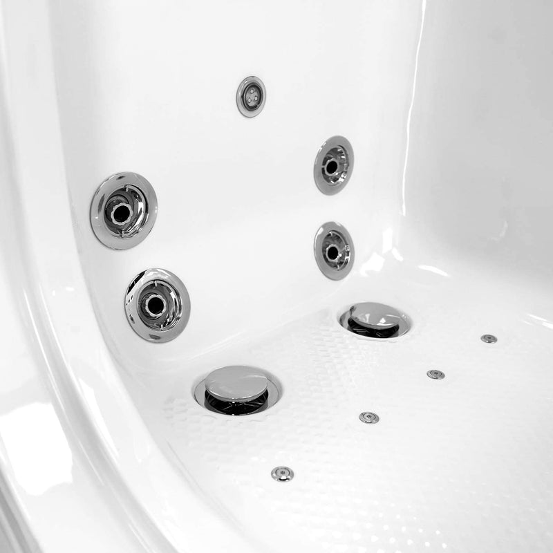 Ella's Bubbles OA3252DH-HB-L Monaco Air and Hydro Massage Acrylic Walk-In Bathtub with Heated Seat, Left Outward Swing Door, Ella 5pc. Fast-Fill Faucet Set, Dual 2" Drains, 32" x 52" x 43", White 5