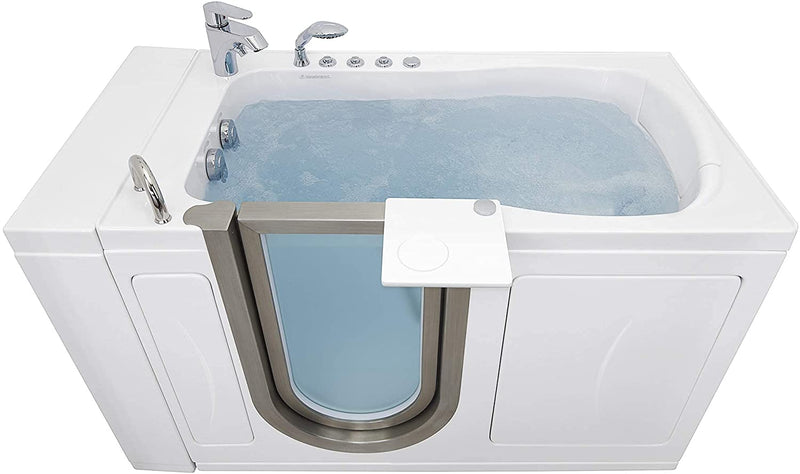 Ella Peitite 28"x52" Acrylic Air and Hydro Massage and Heated Seat Walk-In Bathtub with Left Inward Swing Door, 2 Piece Fast Fill Faucet, 2" Dual Drain 3