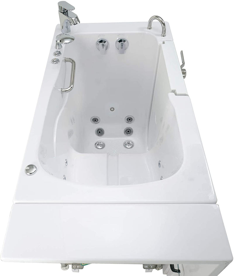 Ellas Bubbles Capri 30"x52" Acrylic Hydro Massage Walk-In Tub, Outward Swing Door, 2 Piece Fast Fill Faucet, Right 2" Dual Drains, White, OA3052H2PR 3