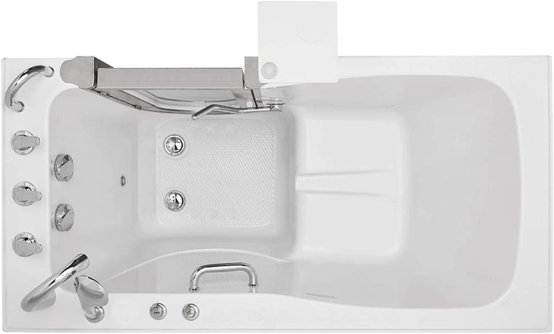 Royal Acrylic Microbubble+Heated Seat Walk-In Bathtub, Inward Swing Door, 2 Piece Fast Fill Faucet, Right 2" Dual Drain 3