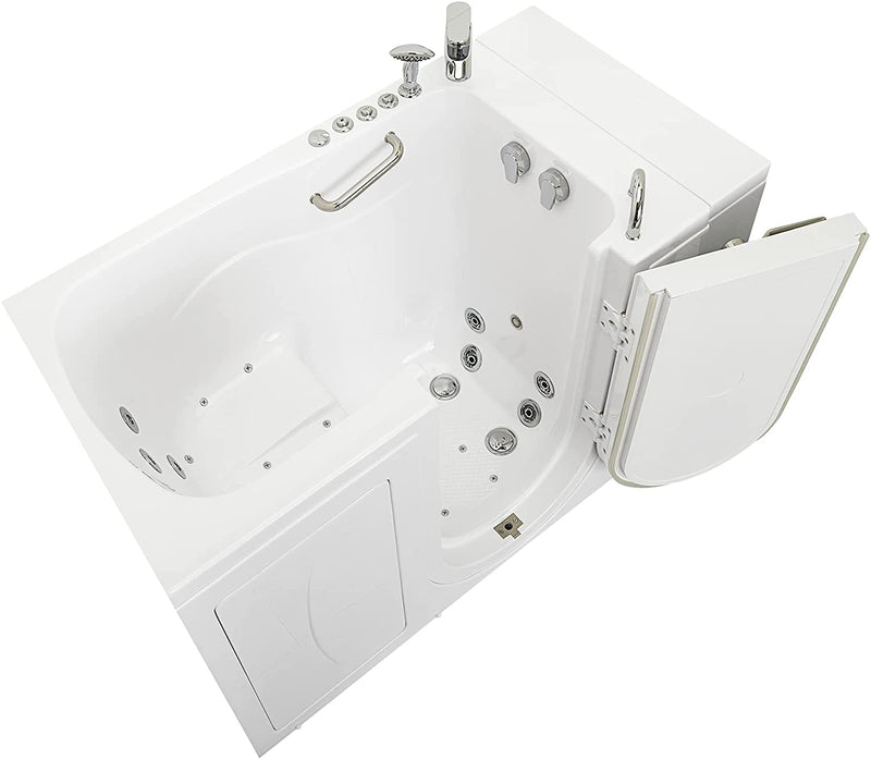 Ellas Bubbles Monaco 32x52 Acrylic Air and Hydro Massage Walk-In Bathtub with Left Outward Swing Door, 2 Piece Fast Fill Faucet, 2" Dual Drain (Dual 2 Piece Faucet Right), White 4